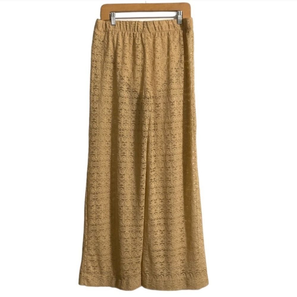 Beige / Nude Color Sheer Lace Palazzo Pants Size 12 - Picture 2 of 10